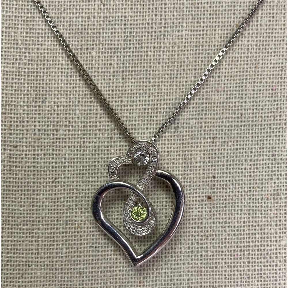 Diamond and Peridot heart Necklace